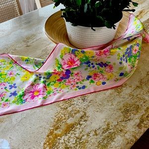 Vintage silk scarf. 14” x 43”.